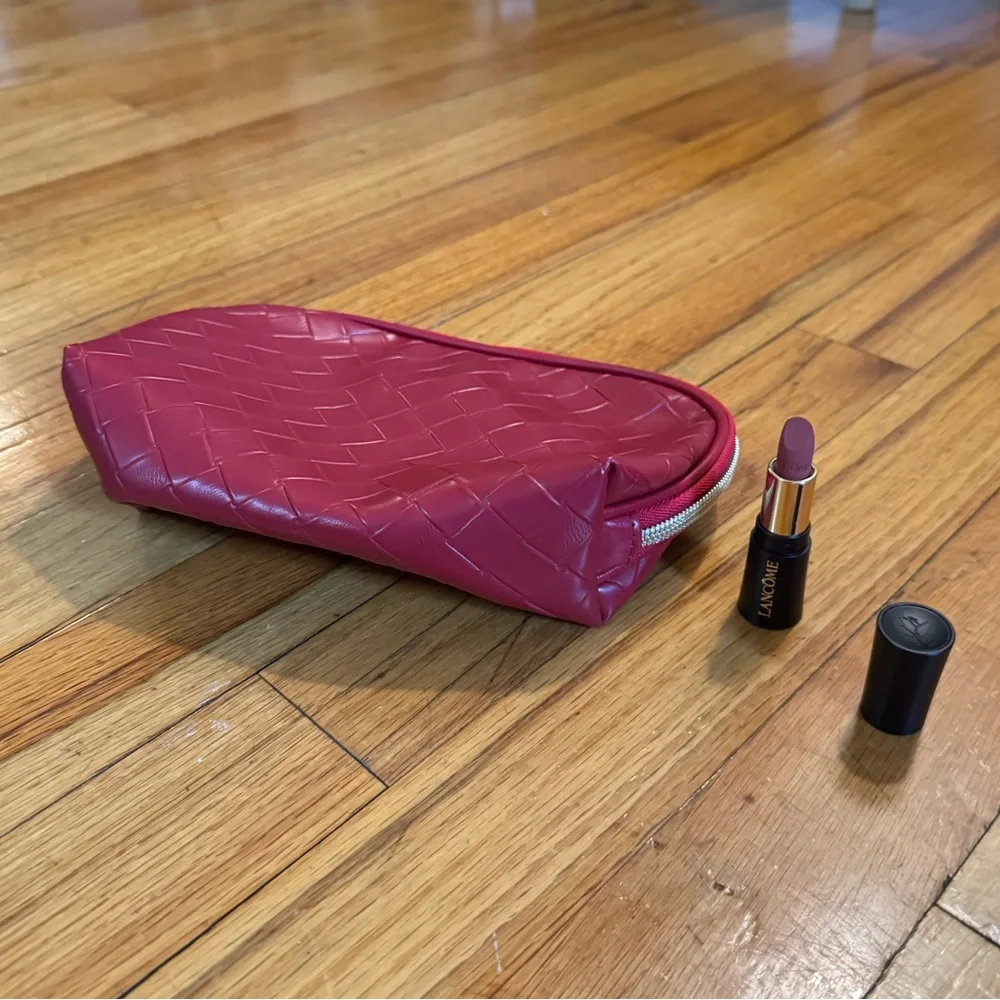 Lancome Beauty Makeup Cosmetic Bag and Lipstick
